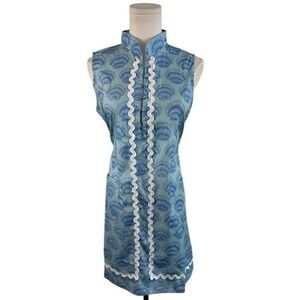 New Sail to Sable STS Short Ric Rac Blue Seashell‎ Dress Women's Size Large